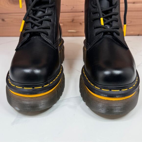 Dr. Martens Audrick Boot Black Leather Yellow Stitch Platform Women's size 8 - Picture 8 of 16